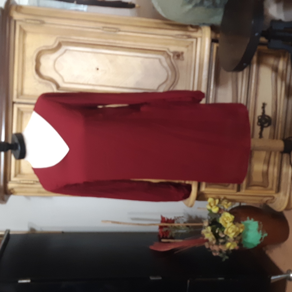 Womens dress Sz Small Maroon Long open sleeves Charlotte Russe modest b30